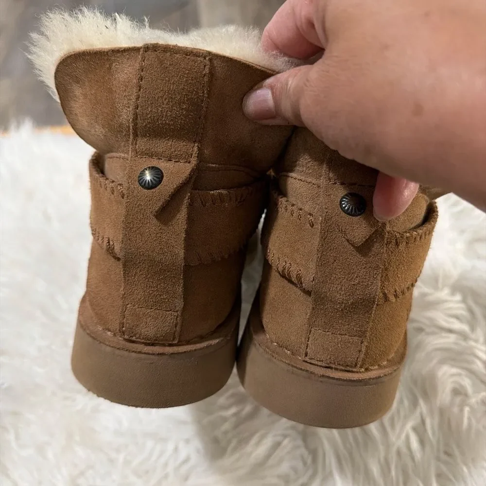 UGG Tan Suede Slippers with Cream Fur